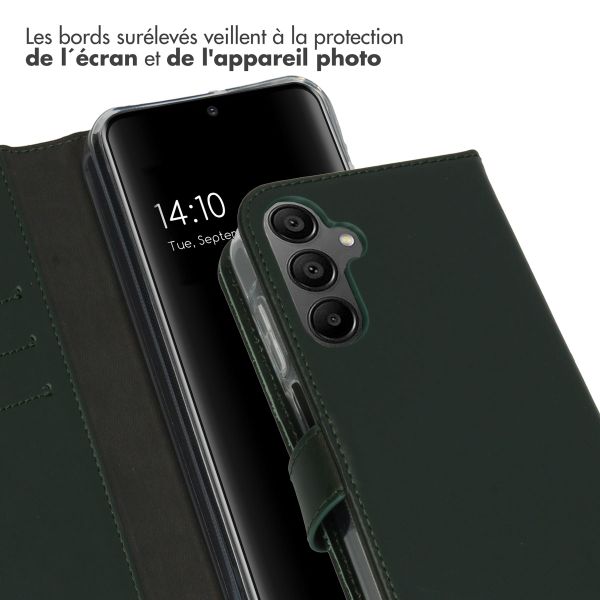 Selencia Étui de téléphone portefeuille en cuir véritable Samsung Galaxy A15 (5G/4G) - Vert