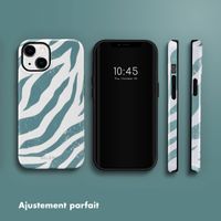 Selencia Coque arrière Vivid Tough iPhone 14 - Colorful Zebra Pine Blue