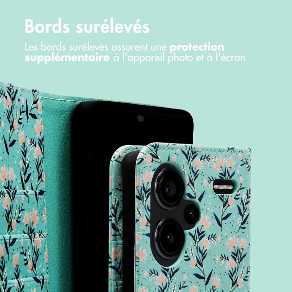 imoshion Étui de télephone portefeuille Design Xiaomi Redmi Note 13 Pro Plus (5G) - Blue Flowers