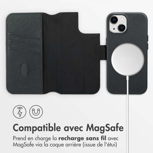 Accezz Étui de téléphone portefeuille en cuir 2-en-1 avec MagSafe iPhone 15 - Onyx Black