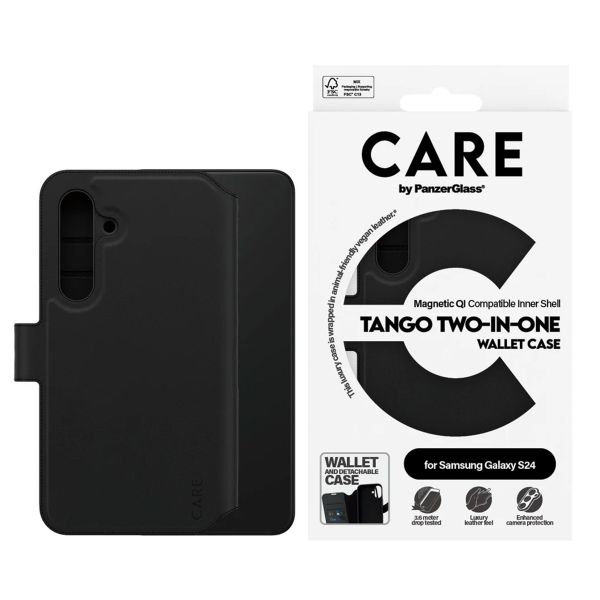 CARE by PanzerGlass Étui de télephone portefeuille Tango 2 en 1 avec MagSafe Samsung Galaxy S24 - Black