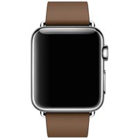 Apple Bracelet Leather Band Modern Buckle Apple Watch Series 1 t/m 9 / SE (38/40/41 mm) | Series 10 / 11 (42 mm) - Taille M - Marron