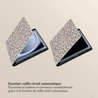 Selencia Coque tablette Sabi avec imprimé léopard Samsung Galaxy Tab A9 Plus - Soft Ivory