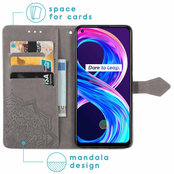 imoshion Etui de téléphone portefeuille Mandala Realme 8 (Pro) - Gris