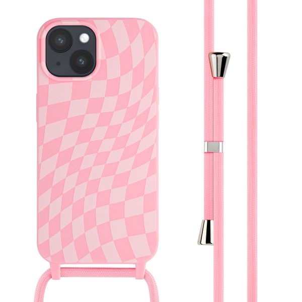 imoshion Coque design en silicone avec cordon iPhone 15 - Retro Pink