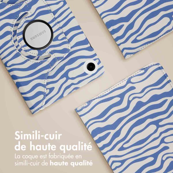 imoshion Coque tablette Design rotatif à 360° Samsung Galaxy Tab A9 8.7 pouces - White Blue Stripes