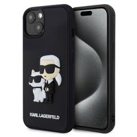 Karl Lagerfeld Coque rigide en caoutchouc 3D Karl & Choupette iPhone 15 - Noir