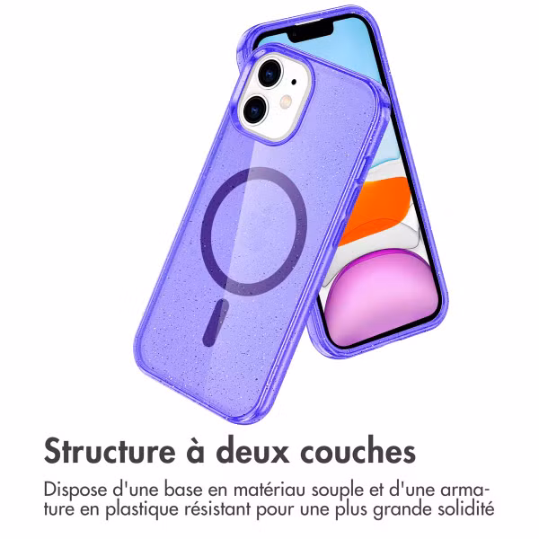 imoshion Coque Pailletée avec MagSafe Apple iPhone 12 (Pro) - Paillettes Violet