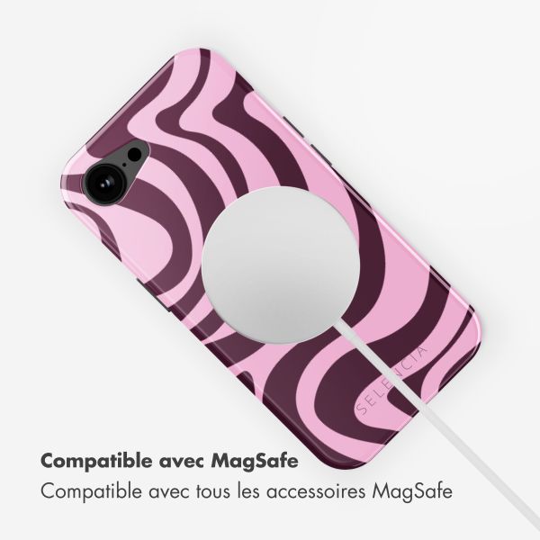 Selencia Coque arrière Vivid avec MagSafe Apple iPhone 16e - Wavy Swirl Pink Plum