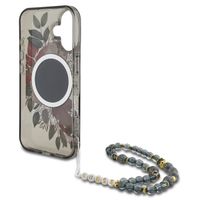 Guess MagSafe IML Flowers Case avec beads strap Apple iPhone 16 - Noir
