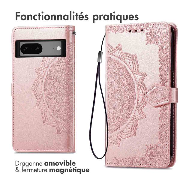 imoshion Etui de téléphone portefeuille Mandala Google Pixel 7a - Rose Dorée