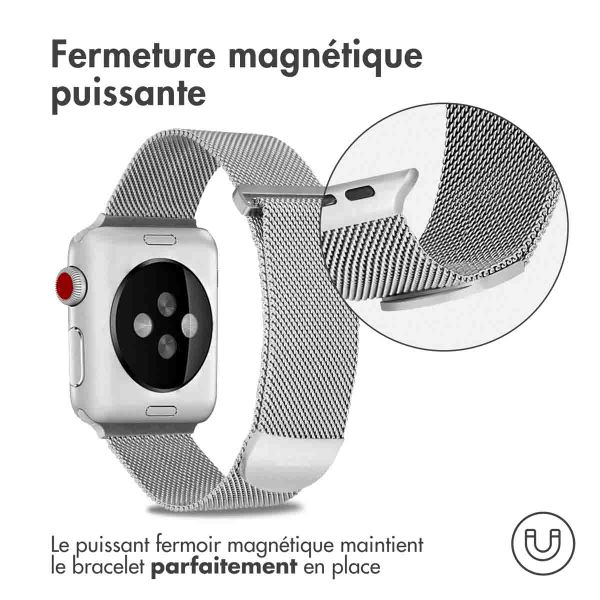 imoshion Bracelet magnétique milanais Apple Watch Series 1 á 9 / SE (38/40/41 mm) | Series 10 (42 mm) - Taille M - Argent