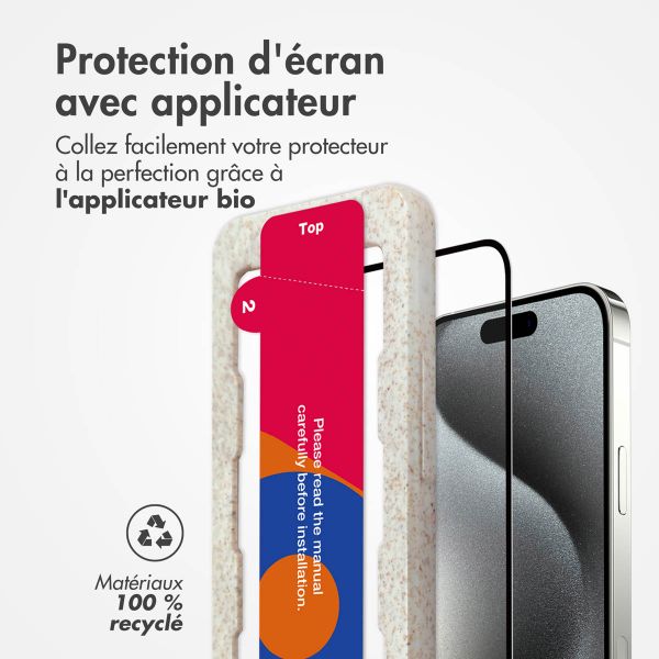 Accezz Protecteur d'écran intégral triple résistance avec applicateur iPhone 15 - Transparent