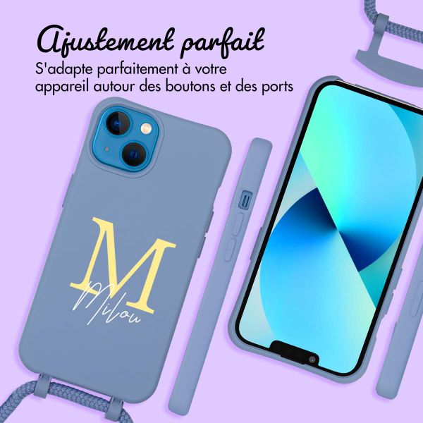 Coque de couleur personnalisée MagSafe avec cordon amovible  et lettre iPhone 13 - Ash Blue