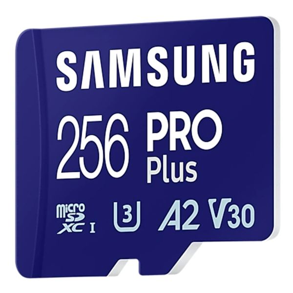 Samsung PRO Plus microSD 2023 - 256GB - Inclus un adaptateur SD - UHS-I/U3/Full HD/4K UHD