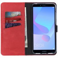 Selencia Étui de téléphone portefeuille en cuir véritable Huawei Y6 (2018) - Rouge