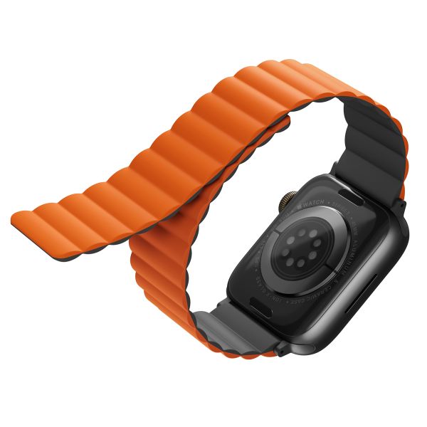 Uniq Bracelet Revix réversible Apple Watch Series 1 t/m 11 / SE / Ultra (44/45/46/49 mm) - Charcoal (Grey/Orange)