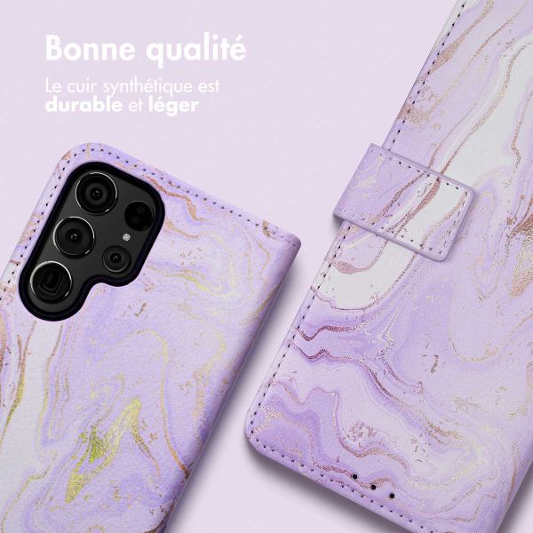 imoshion Étui de télephone portefeuille Design Samsung Galaxy S24 Ultra - Purple Marble