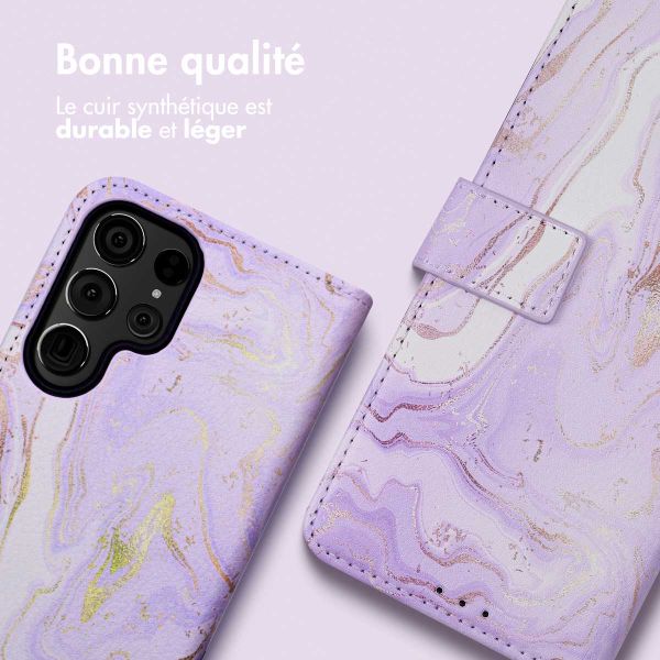 imoshion Étui de téléphone portefeuille Design Samsung Galaxy S24 Ultra - Purple Marble