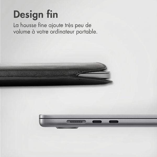 Accezz Leather Pochette ordinateur Apple MacBook 15 pouces - Noir