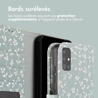 imoshion Étui de télephone portefeuille Design Samsung Galaxy A51 - Smoke Green Flowers