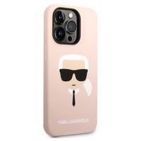 Karl Lagerfeld Coque arrière Karl's Head Liquid Silicone MagSafe iPhone 14 Pro - Rose