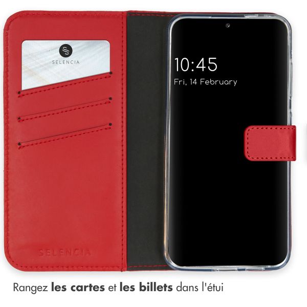 Selencia Étui portefeuille en cuir véritable Samsung Galaxy S24 - Rouge