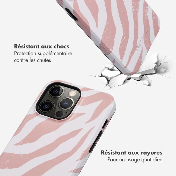 Selencia Coque arrière Vivid Apple iPhone 14 Pro Max - Colorful Zebra Old Pink