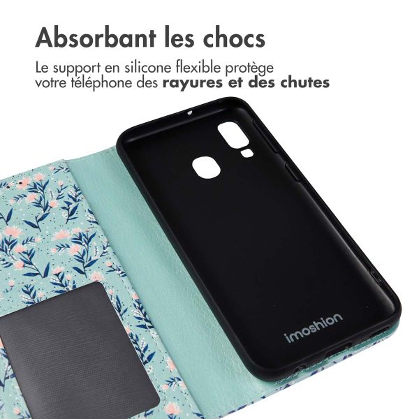 imoshion Étui de télephone portefeuille Design Samsung Galaxy A40 - Blue Flowers