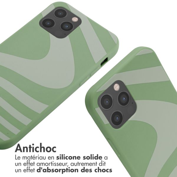 imoshion Coque design en silicone avec cordon Apple iPhone 12 (Pro) - Retro Green