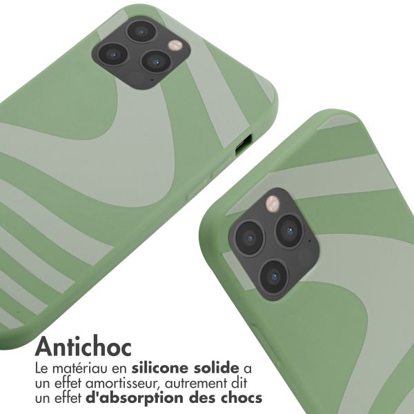 imoshion Coque design en silicone avec cordon iPhone 12 (Pro) - Retro Green