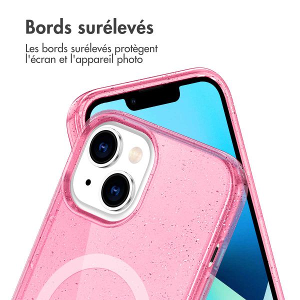 imoshion Coque Pailletée avec MagSafe Apple iPhone 14 - Paillettes Rose