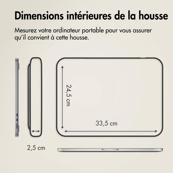 Accezz Pochette ordinateur Leather avec fermeture éclair 15-16 pouces - Beige