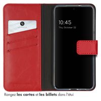 Selencia Étui portefeuille en cuir véritable Samsung Galaxy S23 Plus - Rouge