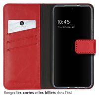 Selencia Étui de téléphone portefeuille en cuir véritable Samsung Galaxy S23 Plus - Rouge