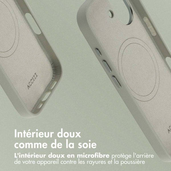 Accezz Coque arrière en cuir avec MagSafe Apple iPhone 17 - Light Grey