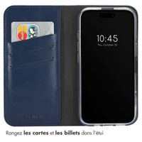Selencia Étui portefeuille en cuir véritable Apple iPhone 16 Plus - Bleu