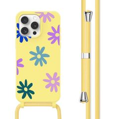 imoshion Coque design en silicone avec cordon Apple iPhone 15 Pro - Yellow Flower Distance