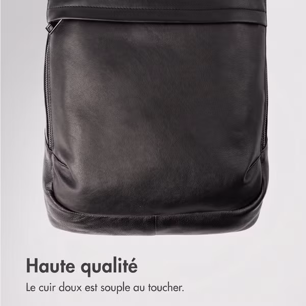 Accezz Leather Sac à dos ordinateur 16 pouces - Noir