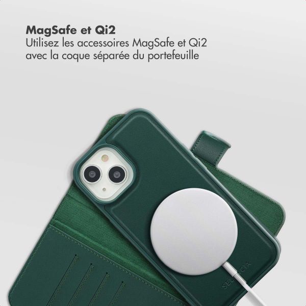Selencia Étui portefeuille amovible Olyn avec MagSafe Apple iPhone 15 - Vert