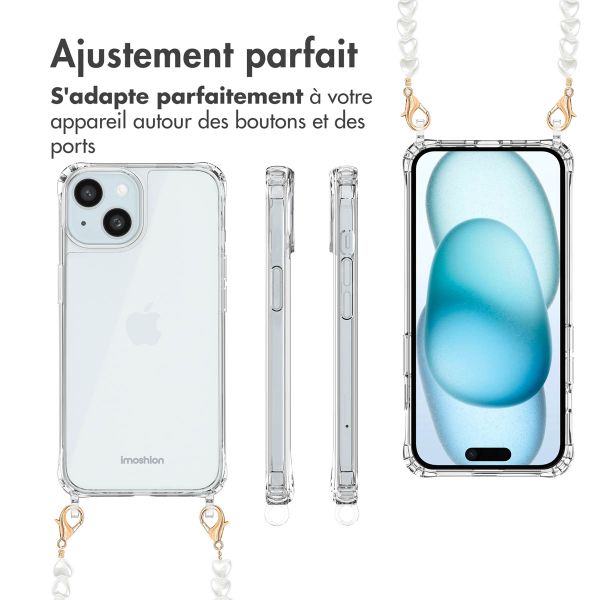 imoshion Coque avec dragonne + bracelet Apple iPhone 15 - Perles Cœurs
