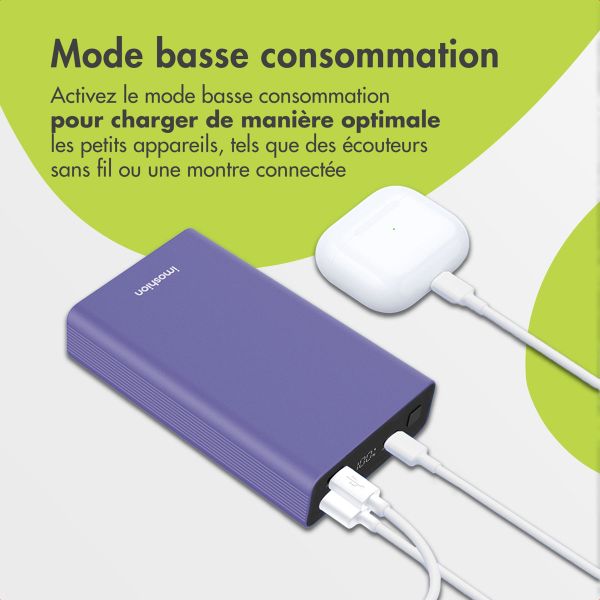 imoshion Ultra Series Aluminium | Batterie externe 20.000 mAh - Charge rapide jusqu'à 33 watts - Tropical Violet