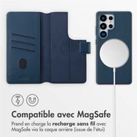 Accezz Étui de téléphone portefeuille en cuir 2-en-1 avec MagSafe Samsung Galaxy S25 Ultra - Nightfall Blue