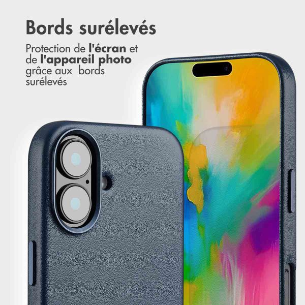 Accezz Étui de télephone portefeuille en cuir 2-en-1 avec MagSafe Apple iPhone 16 - Nightfall Blue