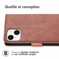 imoshion Étui de téléphone portefeuille iPhone 15 - Brun