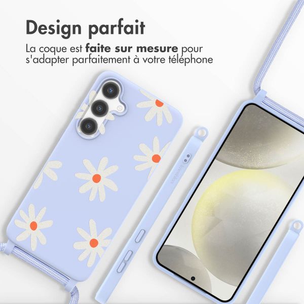 imoshion Coque design en silicone avec cordon Samsung Galaxy S24 - Lila Flower Distance