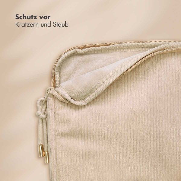 Selencia Pochette ordinateur Corduroy 15-16 pouces - Beige