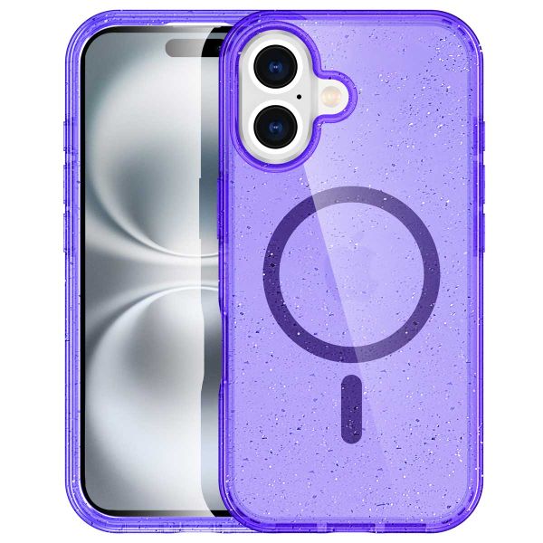 imoshion Coque Pailletée avec MagSafe Apple iPhone 16 - Paillettes Violet