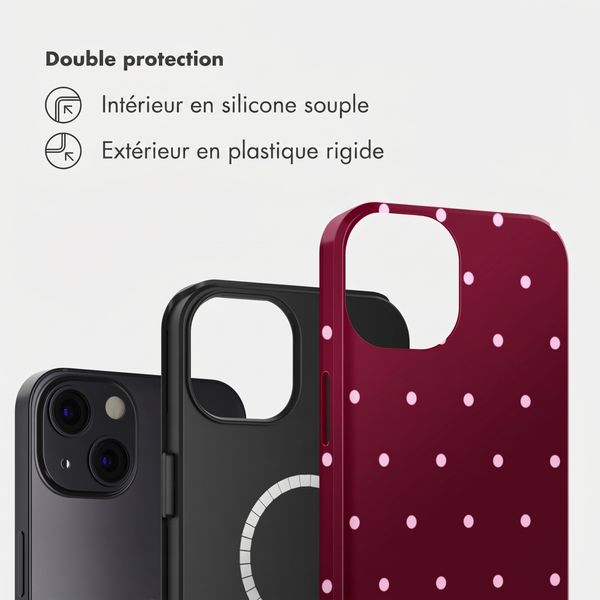 Selencia Coque arrière Vivid avec MagSafe Apple iPhone 13 - Happy Dots Burgundy