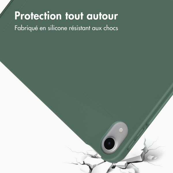 Accezz Coque tablette portefeuille Smart Silicone iPad 10 (2022) 10.9 pouces - Vert foncé